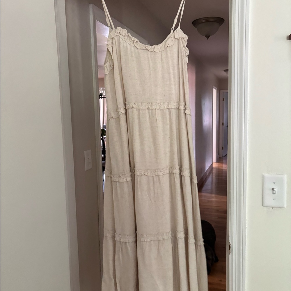 Chic Cream Maxi Dress with Ruffle Details